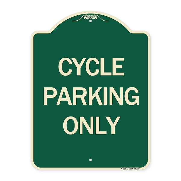 Signmission Designer Series Cycle Parking Only, Green & Tan Heavy-Gauge Aluminum Sign, 24" x 18", G-1824-24200 A-DES-G-1824-24200 - main
